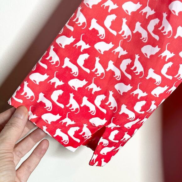 GAP Coral & White Kitty Cat Shift Dress Size Medium Novelty Print Summer - Picture 4 of 6